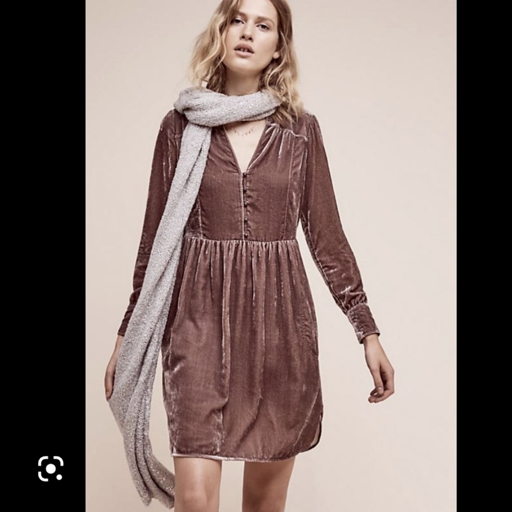 Anthropologie Holding Horses Velvet Mauve Dress